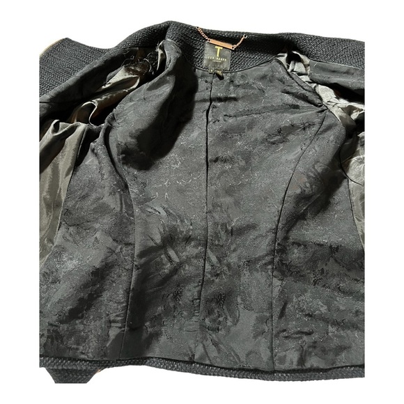 Ted Baker London Ayeleen Textured Jacket Black Tweed Size 3 Medium - Picture 14 of 16